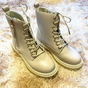 Cream Combat Boots